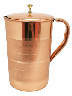 Poháre na víno - Medený džbán na vodu, 2l, medené pásiky